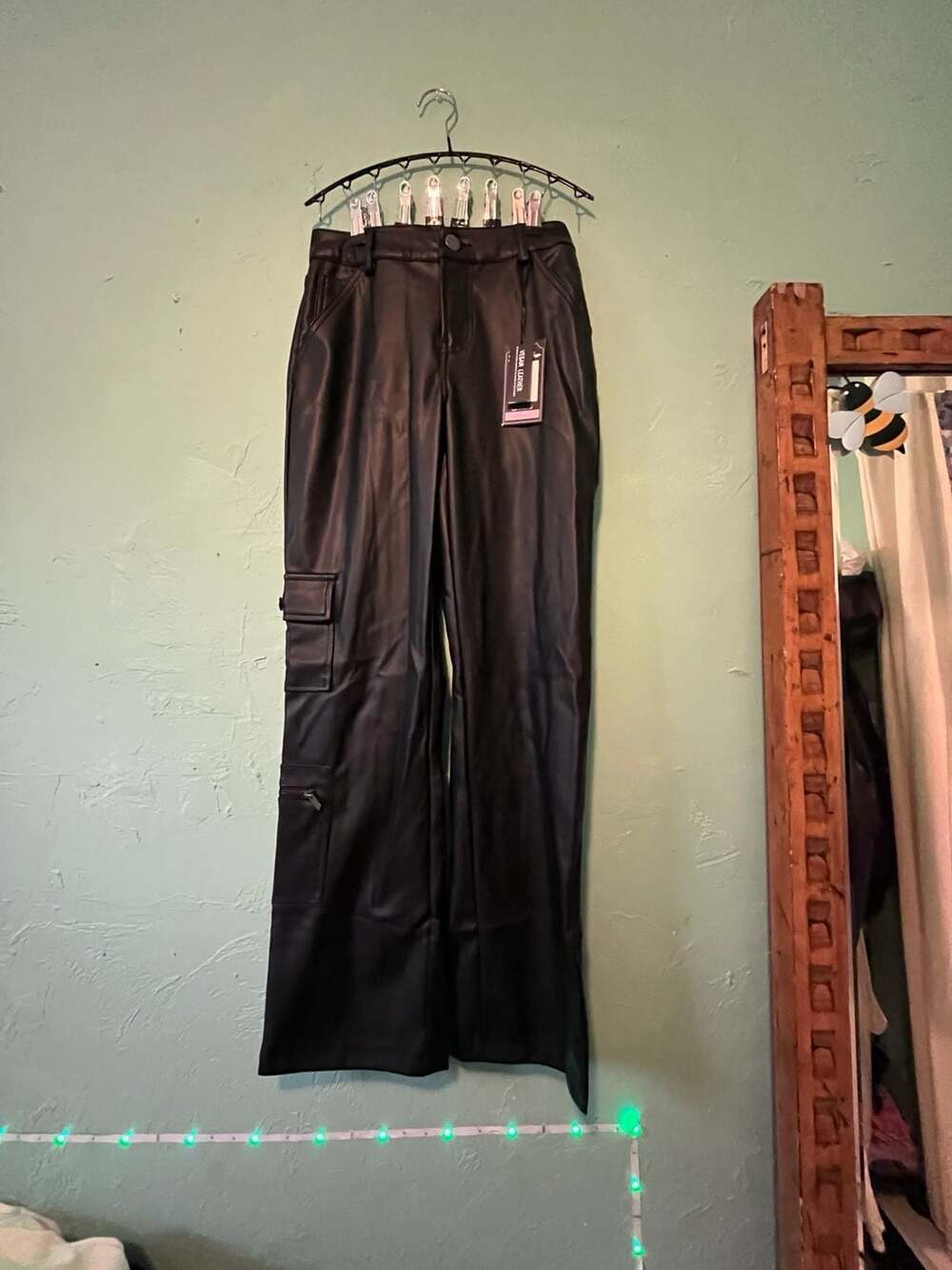 Ci Sono Faux Leather Cargo Pants Black Size S